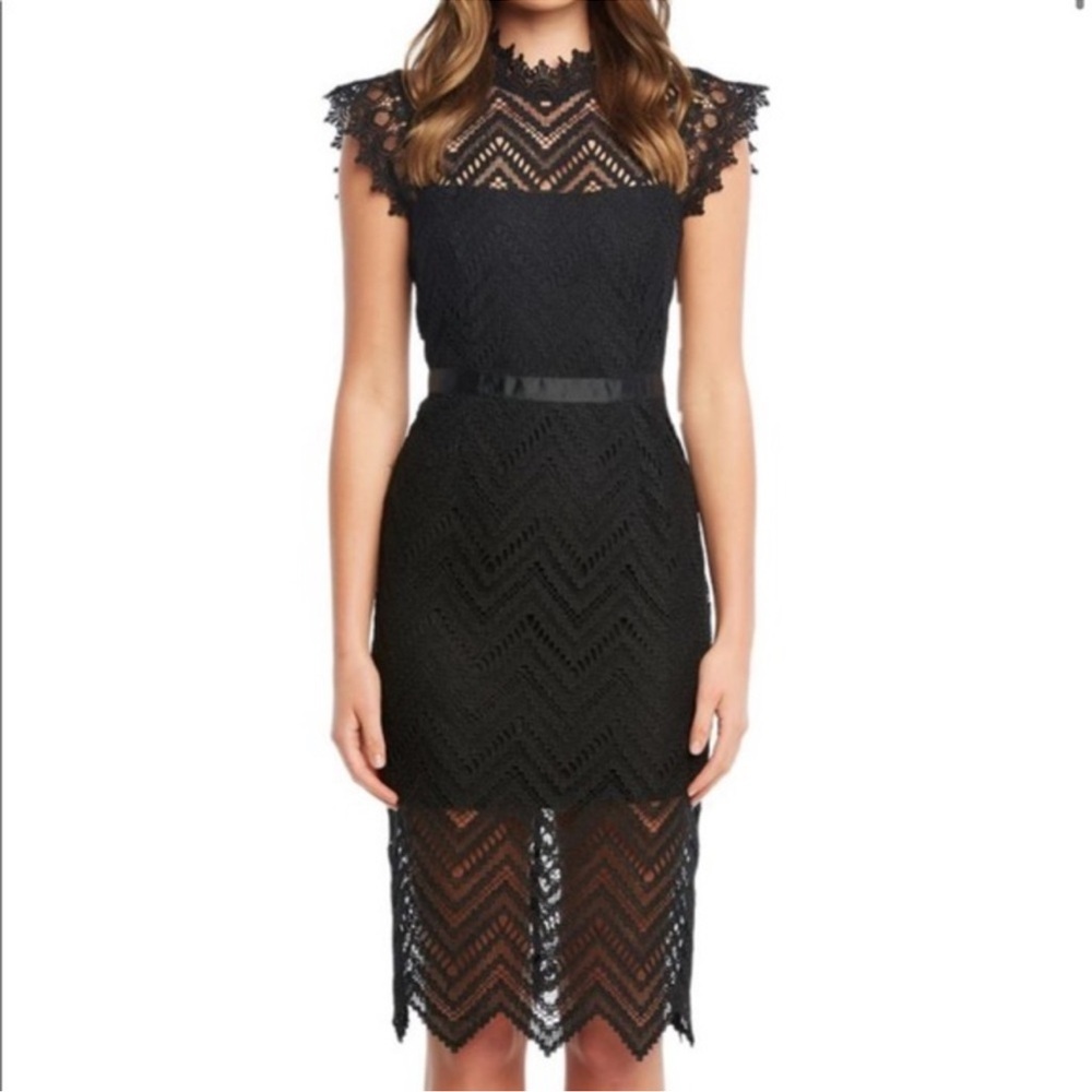 Bardot Black Lace Midi Dress